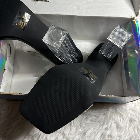 Clear Chunky Block High Heels Size 10 - Picture 8 of 9